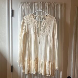 Free Prople Cream Lace Boho Blouse
